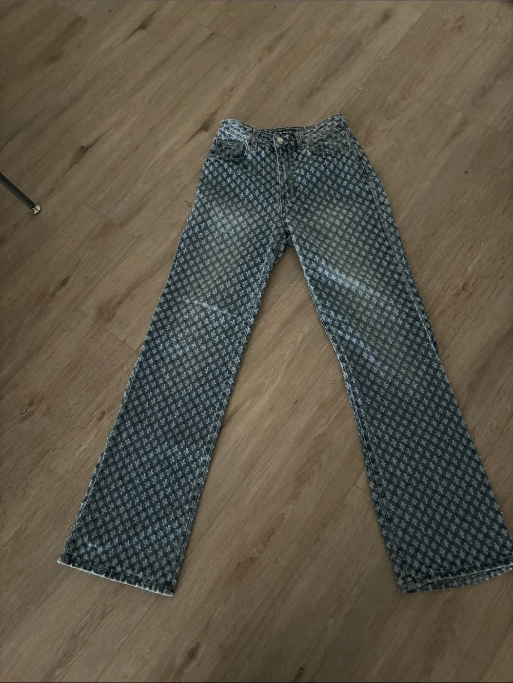 Jaded London Indigo Geo-Print slouchy fit Jeans